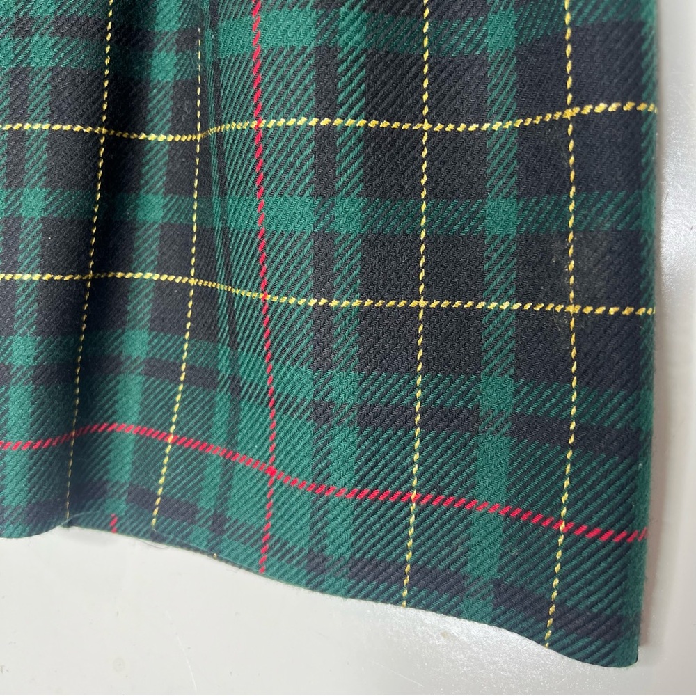 Vintage Talbots Wool Plaid Skirt Green Tartan A-Line Preppy Fall 10 - Picture 2 of 5